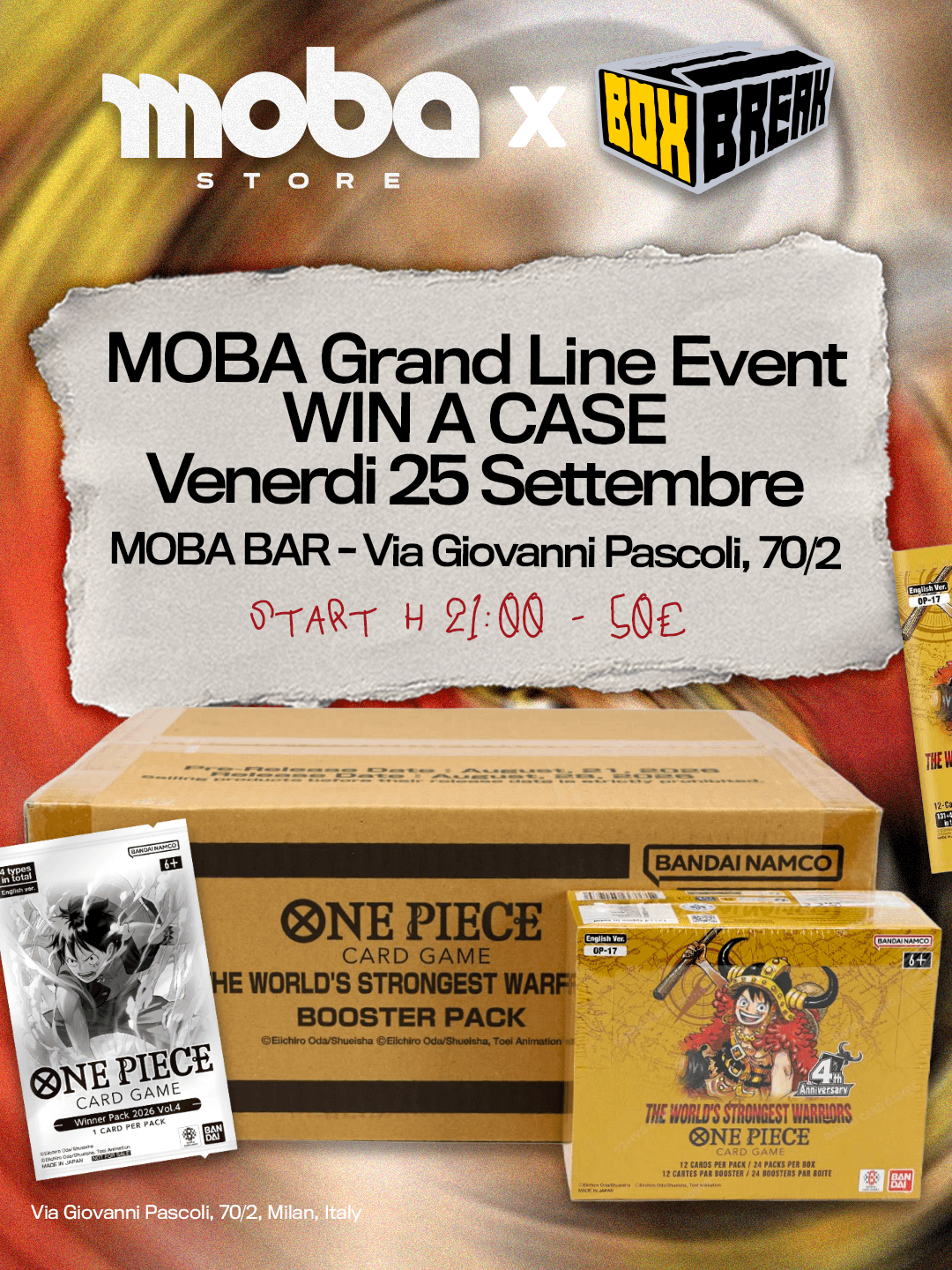 Poster Win a Case MOBA Store, 25 settembre 2026 a Milano